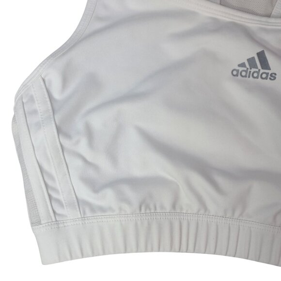 Adidas Unpadded Sports Bra White Large Lined Racerback Pullover Logo Full AF5001 - Picture 3 of 7